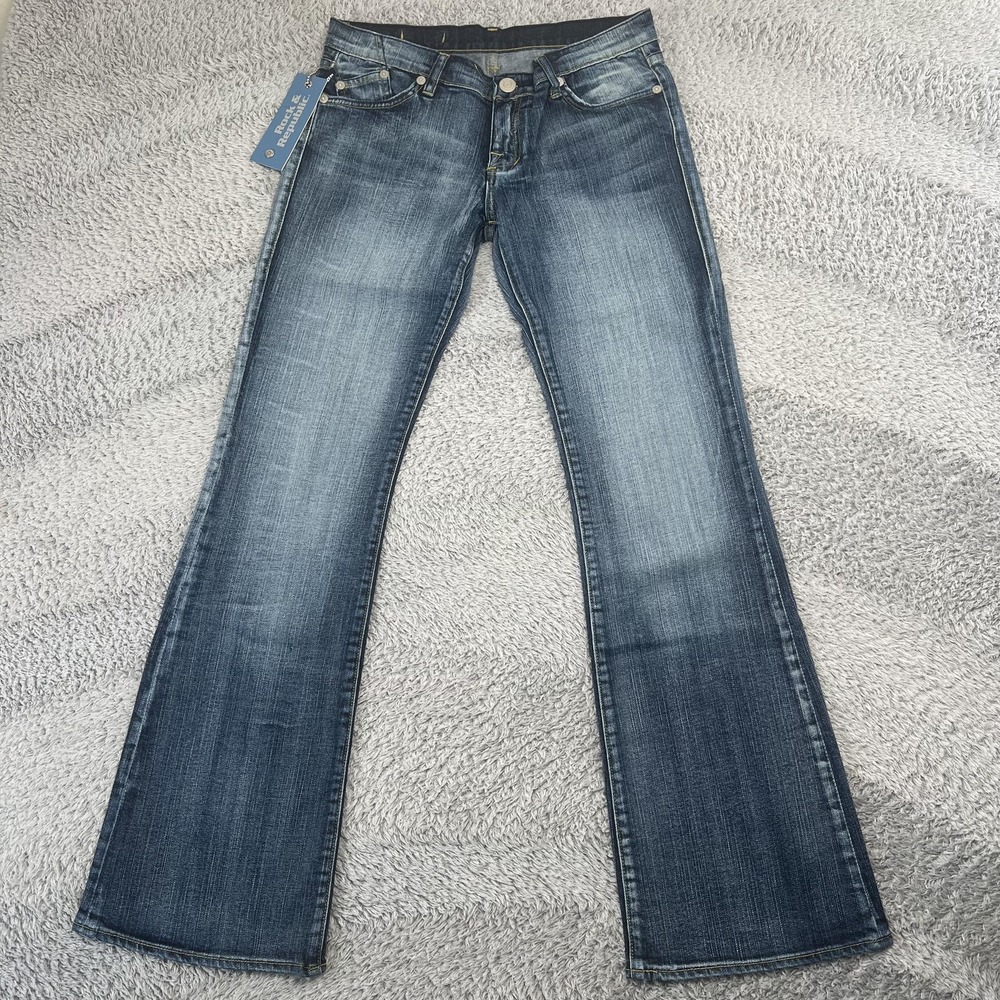 Rock & Republic Roth Jeans Womens 28 Blue Low Rise Bootcut‎ Stretch Embroidered - Picture 2 of 5
